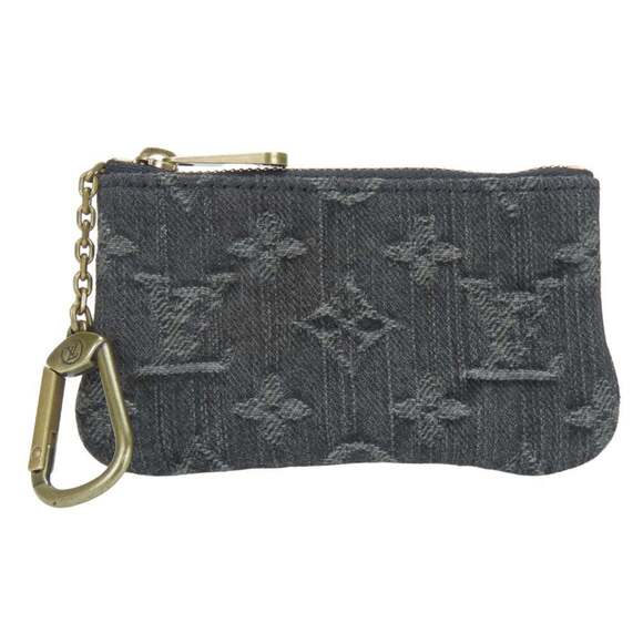 Louis Vuitton Wallet/Coin Case Pochette Cle M95616 Monogram Denim Grey Black ...